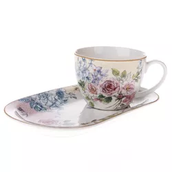 Porcelánový hrnek s podnosem Roses, 445 ml