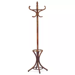 Dřevěný stojanový věšák, tmavý dub, 52 x 186 cm