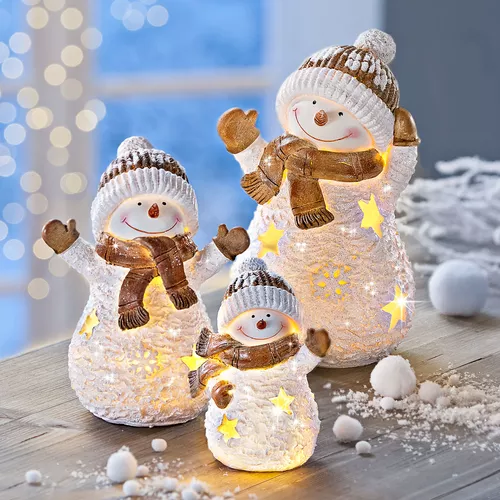 Led rodina sněhuláků frosty, sada 3 ks