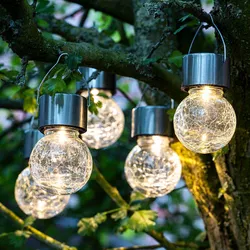 Solární led závěsné koule crackle, 5 ks