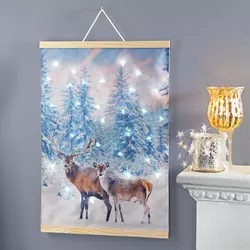 Textilní obraz Jelení pár s LED osvětlením