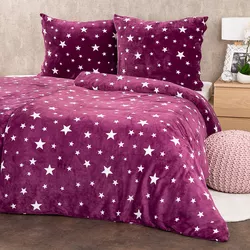 4Home Povlečení mikroflanel Stars violet , 160 x 200 cm, 70 x 80 cm