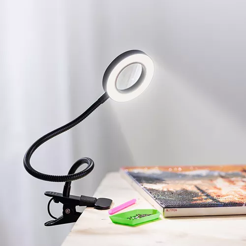Led lampa s lupou, černá