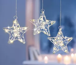 Led závěsná dekorace perlová hvězda, 3 ks